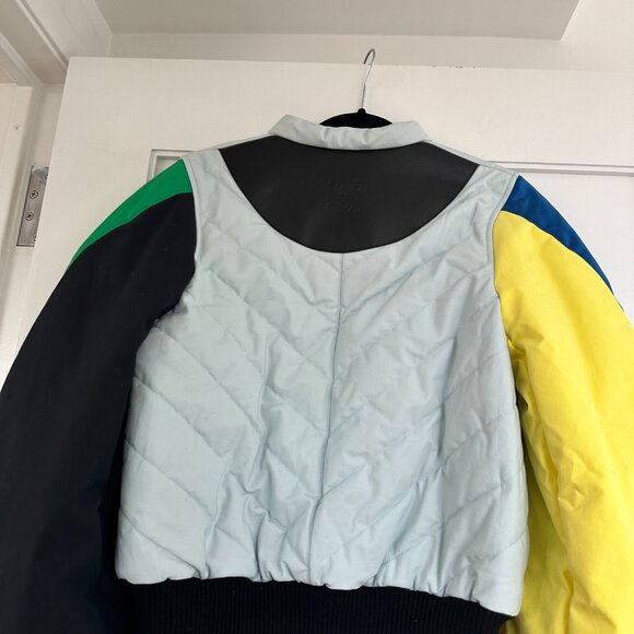 Loewe Bomber Jacket Quilted Color-block Balloon Sleeves w/ Detachable Wrap Scarf - Picture 12 of 15